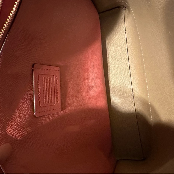 Coach Tan and Pink Striped Tote - Picture 3 of 3